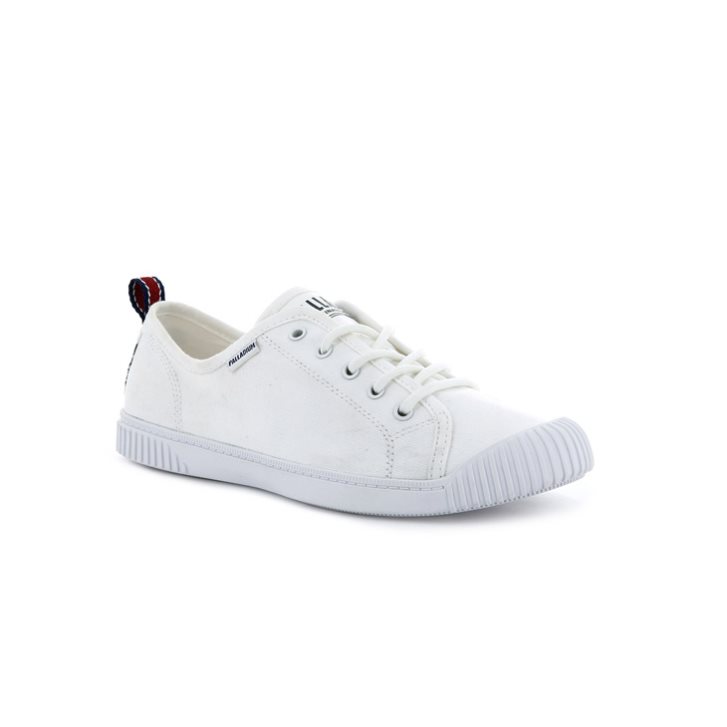 Palladium Easy Lace Canvas Low Tops Women's Sneakers White | UK C845-HLR